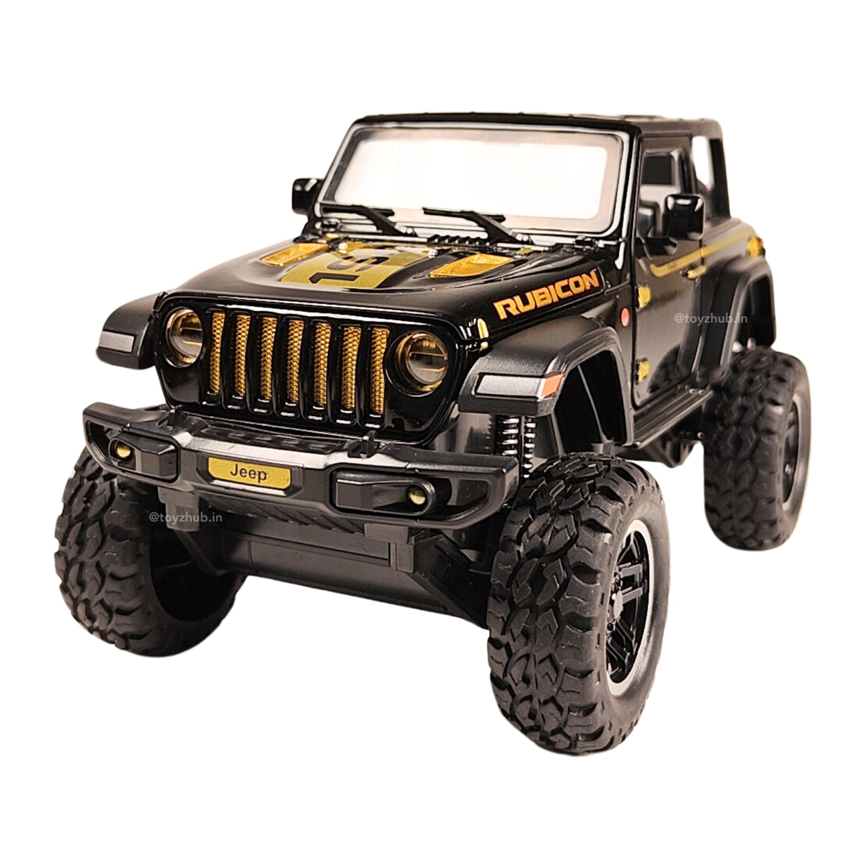 T-245 Jeep Wrangler Rubicon 1:24 Model Car Diecast Pull Back Toy Car with Sound and Light for Kids Boys Girls Black