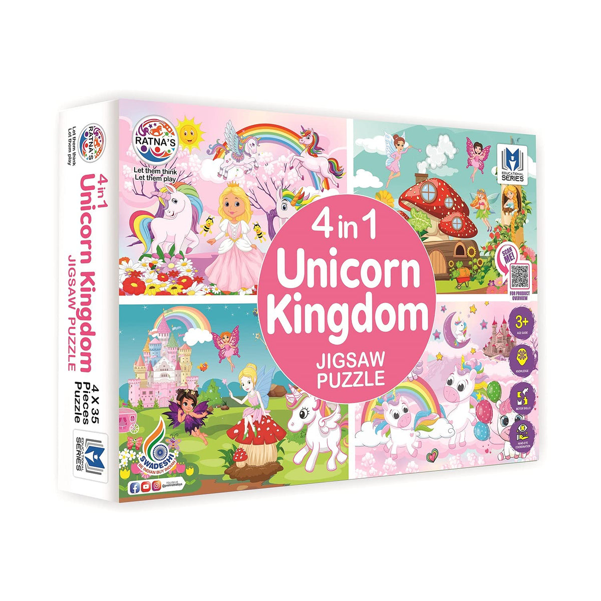 T-149 - 4 in 1 Unicorn Kingdom Jigsaw Puzzle for Kids | A Perfect Jigsaw Puzzle for Little Hands | 4 * 35 Pieces Jigsaw Puzzle