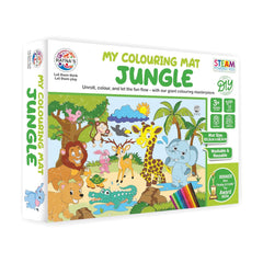 T-123-1 - Ratna's My Coloring Mat Jungle Printed Mat of Size 40 x 27 Inches, Washable & Reusable Colouring Kit for Kids 3+ Years