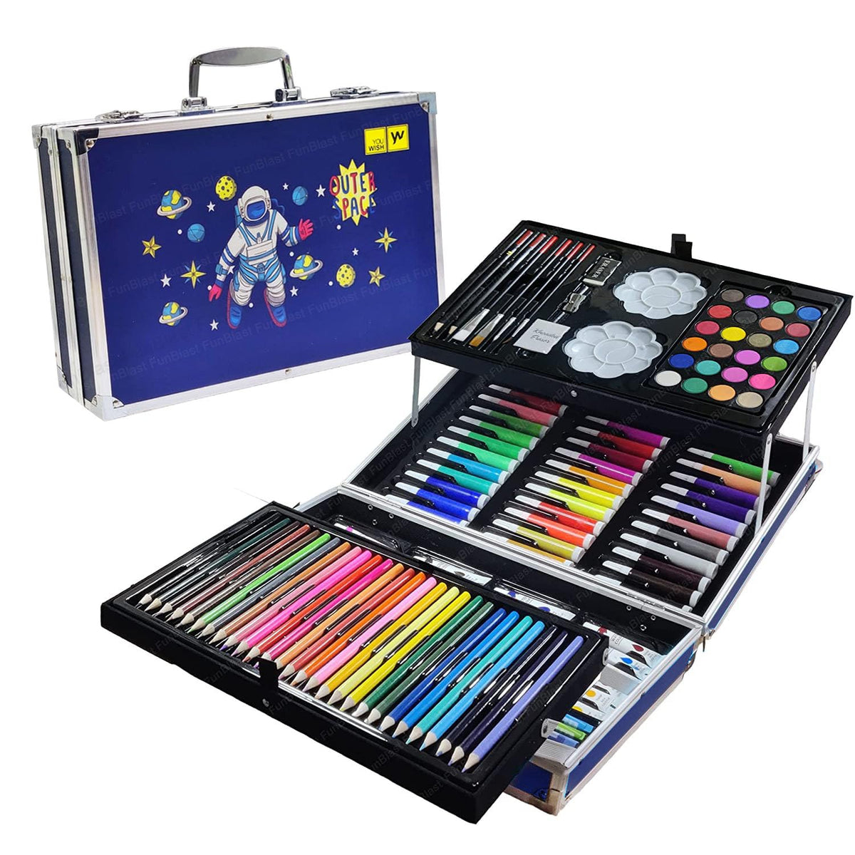 T-110-1 - Artist Colour Set - Space Theme Color Box with Multiple Coloring Kit, Professional Drawing Color Pencils, Oil Pastel, Sketches, Water Colors and Acrylic Paint Brush for Art Craft (Space)