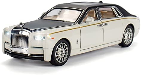 T-141-1 - CHE ZHI 1:24 Scale 2022 Rolls Royce Phantom with 6 Openable Doors, Light & Music for Kids Alloy Collectible Toy Pull Back Vehicles Diecast Model Car (white)