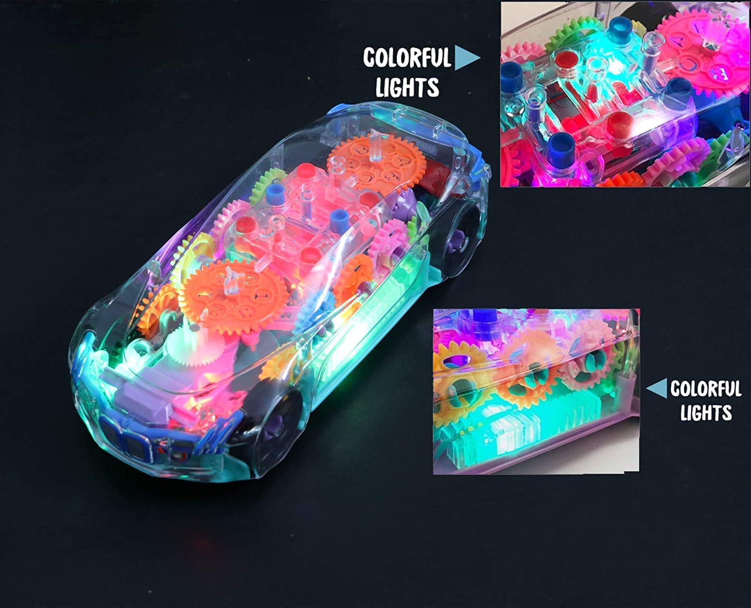 T-154 - Concept Musical and 3D Lights Kids Transparent Car, Toy for 2-5 Year Kids Baby Toy (Battery Included)