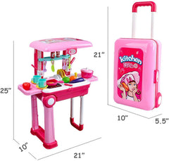 T-106 - Little Chef 2 in 1 Kitchen Play Set, Pretend Play Luggage Kitchen Kit For Kids With Suitcase Trolley Carrycase With Sound - Lights and Accessories Included Multicolor (Kitchen Play Set)