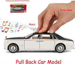 T-141-1 - CHE ZHI 1:24 Scale 2022 Rolls Royce Phantom with 6 Openable Doors, Light & Music for Kids Alloy Collectible Toy Pull Back Vehicles Diecast Model Car (white)