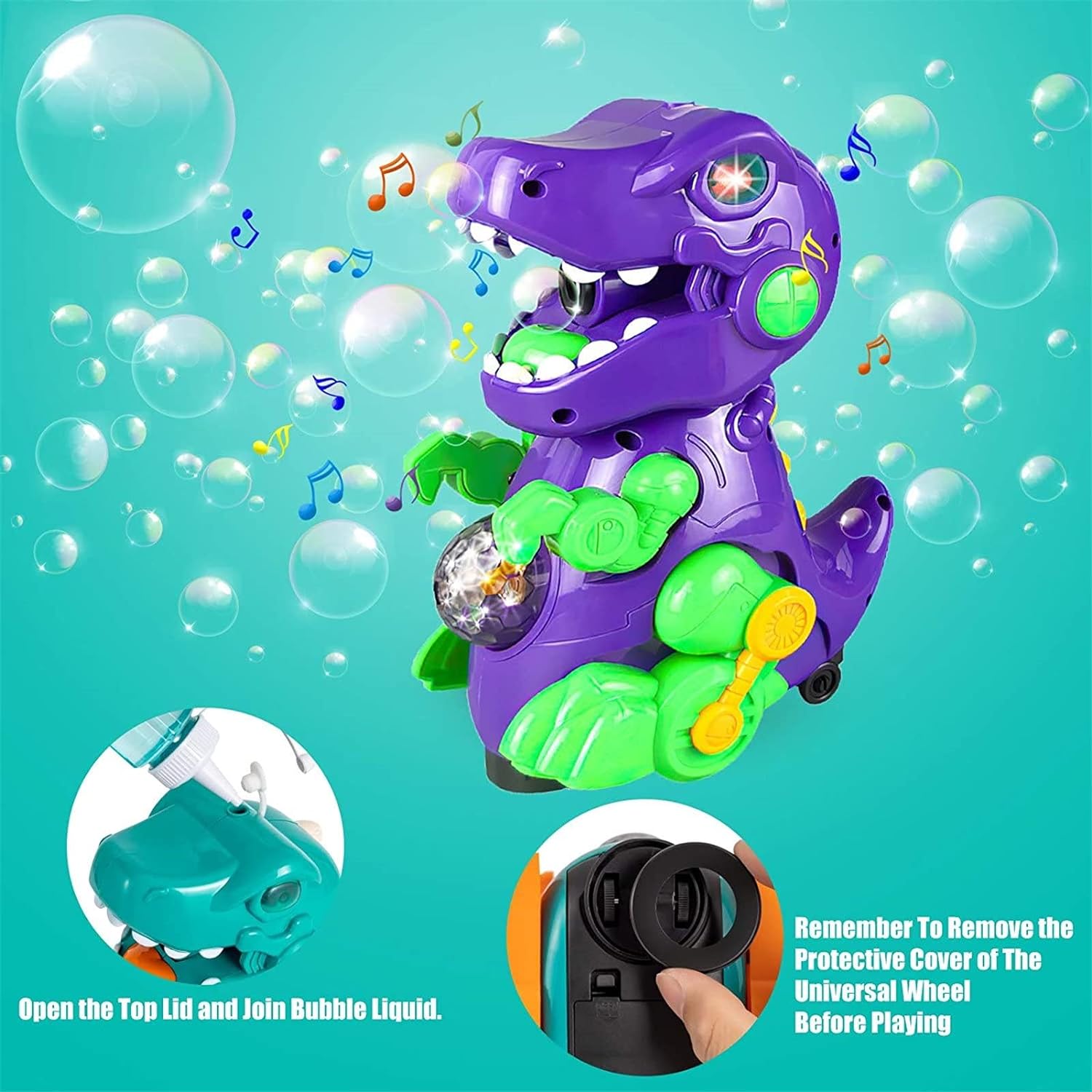 T-156 - Jack Royal Automatic Bubble Machine for Toddlers, Bubble Maker Dinosaur Toys for Toddlers with Lights Sound Music, Bubble Toys for Boys Girls, Bubble Blower for Kids