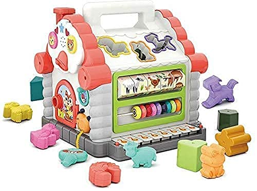 T-102 - Hola House Party Educational Toys, Baby House with Shape Sorters, Musical Piano Keys, Counting Math Beads Blocks Activity Play Cube for Children Baby, Boys and Girls(Multi Color)