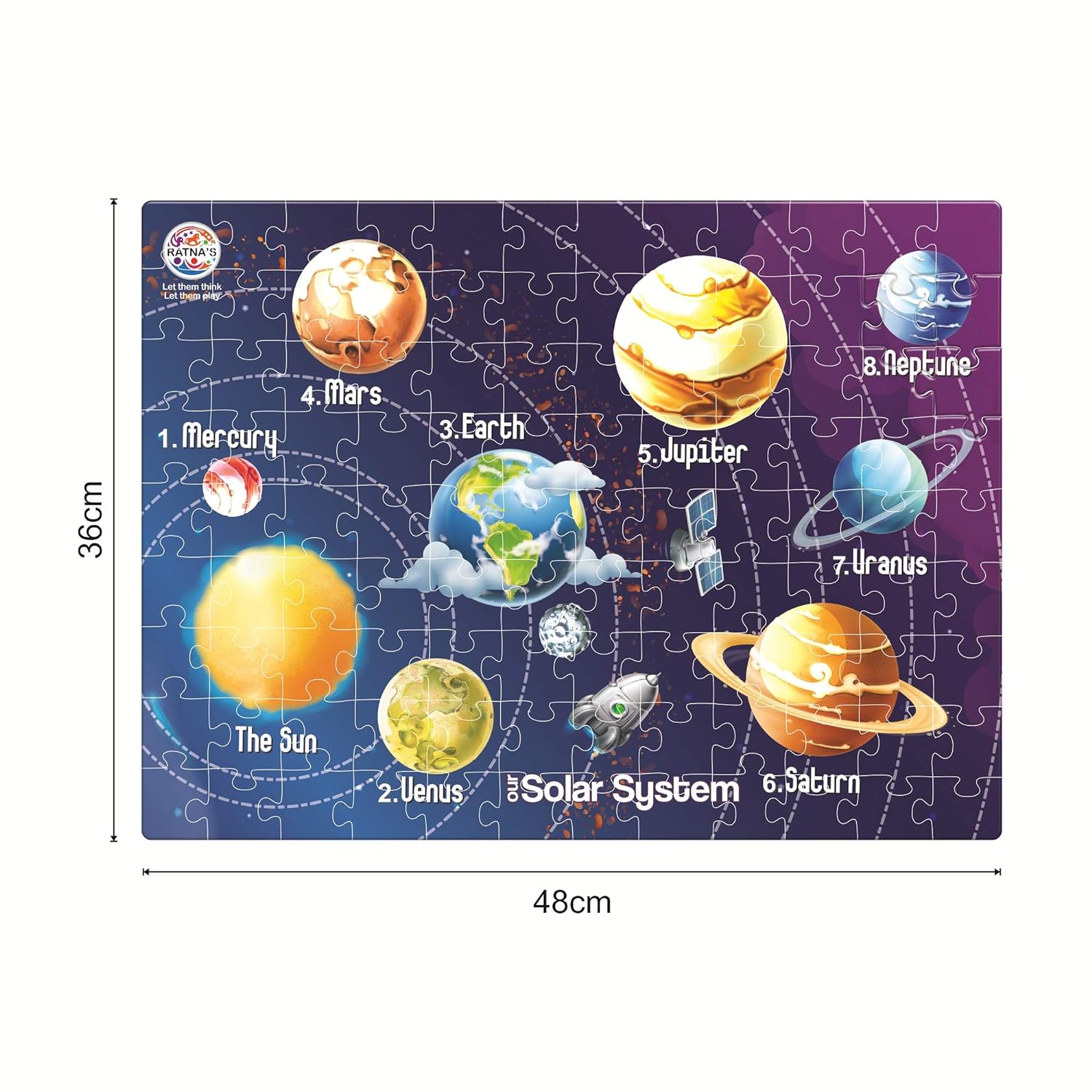 T-124 - RATNA'S Solar System Jigsaw for Kids 108 Pieces Jigsaw Puzzle with A 12 Page Information Guide