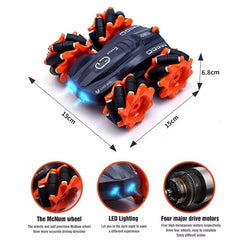 T-166 - Extreme Drift Mecannum Remote Control Toy Car 2.4GHz with Colorful Lights for Kids (Black & Orange)