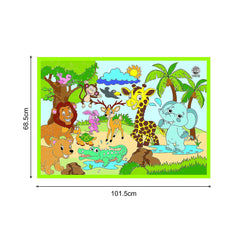 T-123-1 - Ratna's My Coloring Mat Jungle Printed Mat of Size 40 x 27 Inches, Washable & Reusable Colouring Kit for Kids 3+ Years