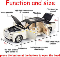 T-141-1 - CHE ZHI 1:24 Scale 2022 Rolls Royce Phantom with 6 Openable Doors, Light & Music for Kids Alloy Collectible Toy Pull Back Vehicles Diecast Model Car (white)