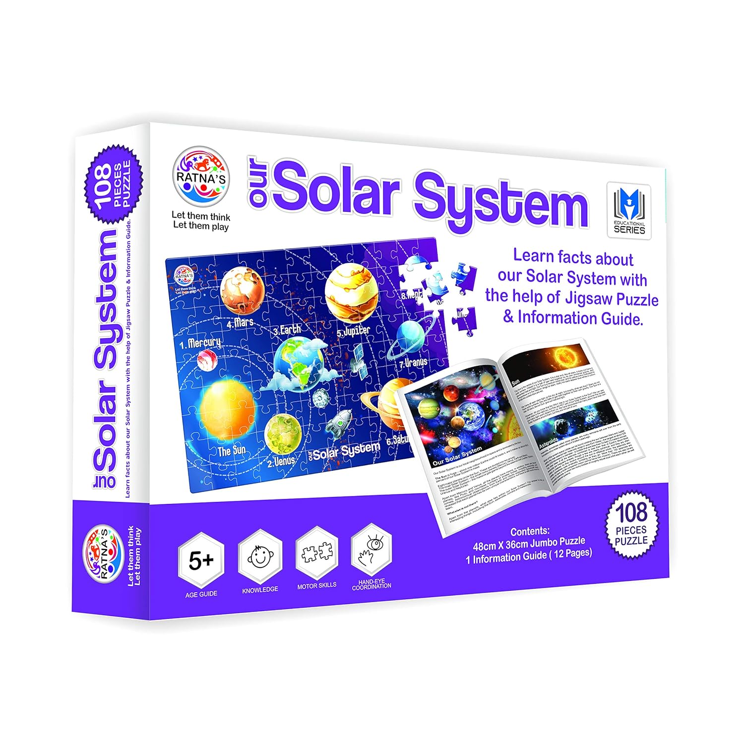 T-124 - RATNA'S Solar System Jigsaw for Kids 108 Pieces Jigsaw Puzzle with A 12 Page Information Guide