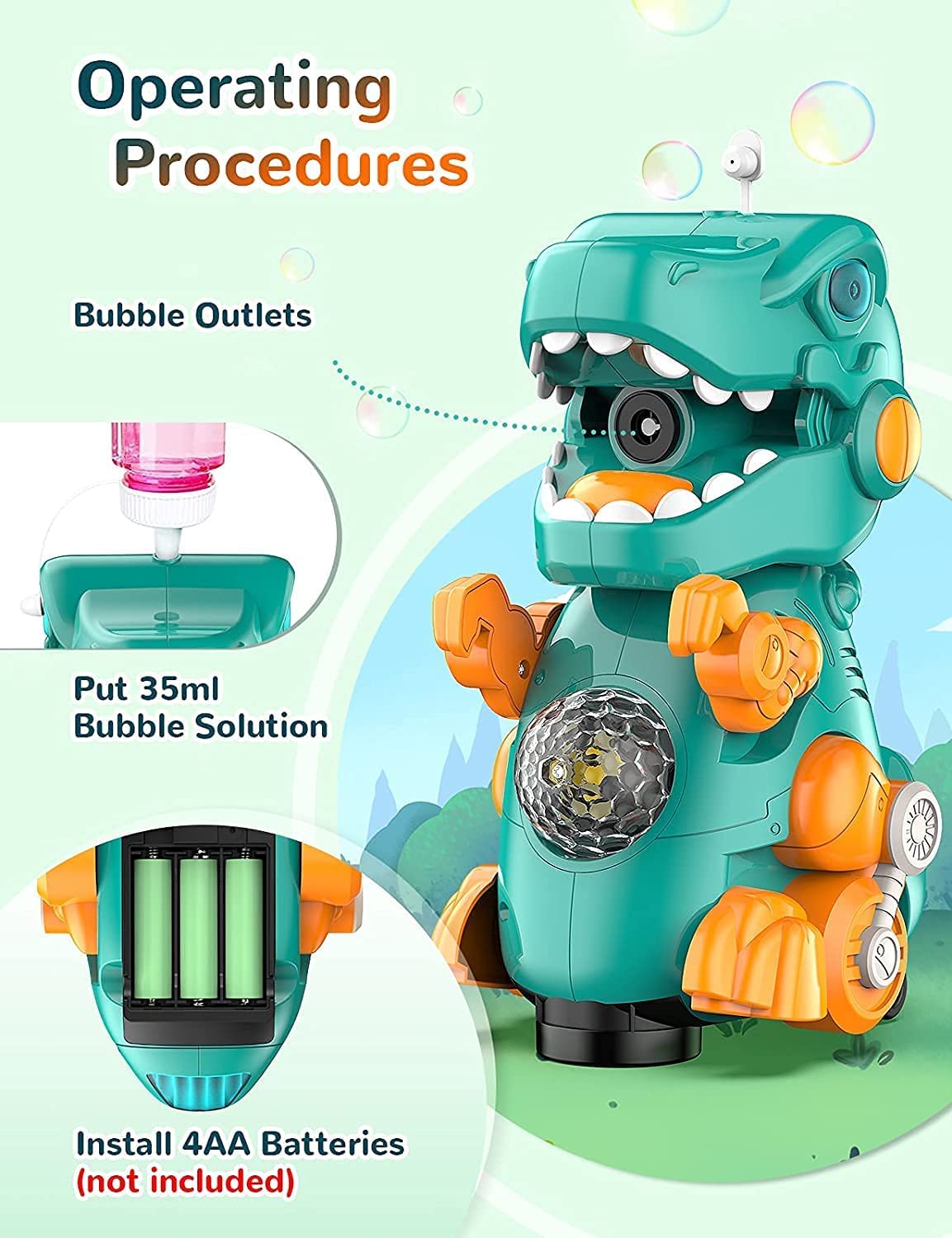 T-156 - Jack Royal Automatic Bubble Machine for Toddlers, Bubble Maker Dinosaur Toys for Toddlers with Lights Sound Music, Bubble Toys for Boys Girls, Bubble Blower for Kids