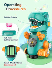 T-156 - Jack Royal Automatic Bubble Machine for Toddlers, Bubble Maker Dinosaur Toys for Toddlers with Lights Sound Music, Bubble Toys for Boys Girls, Bubble Blower for Kids