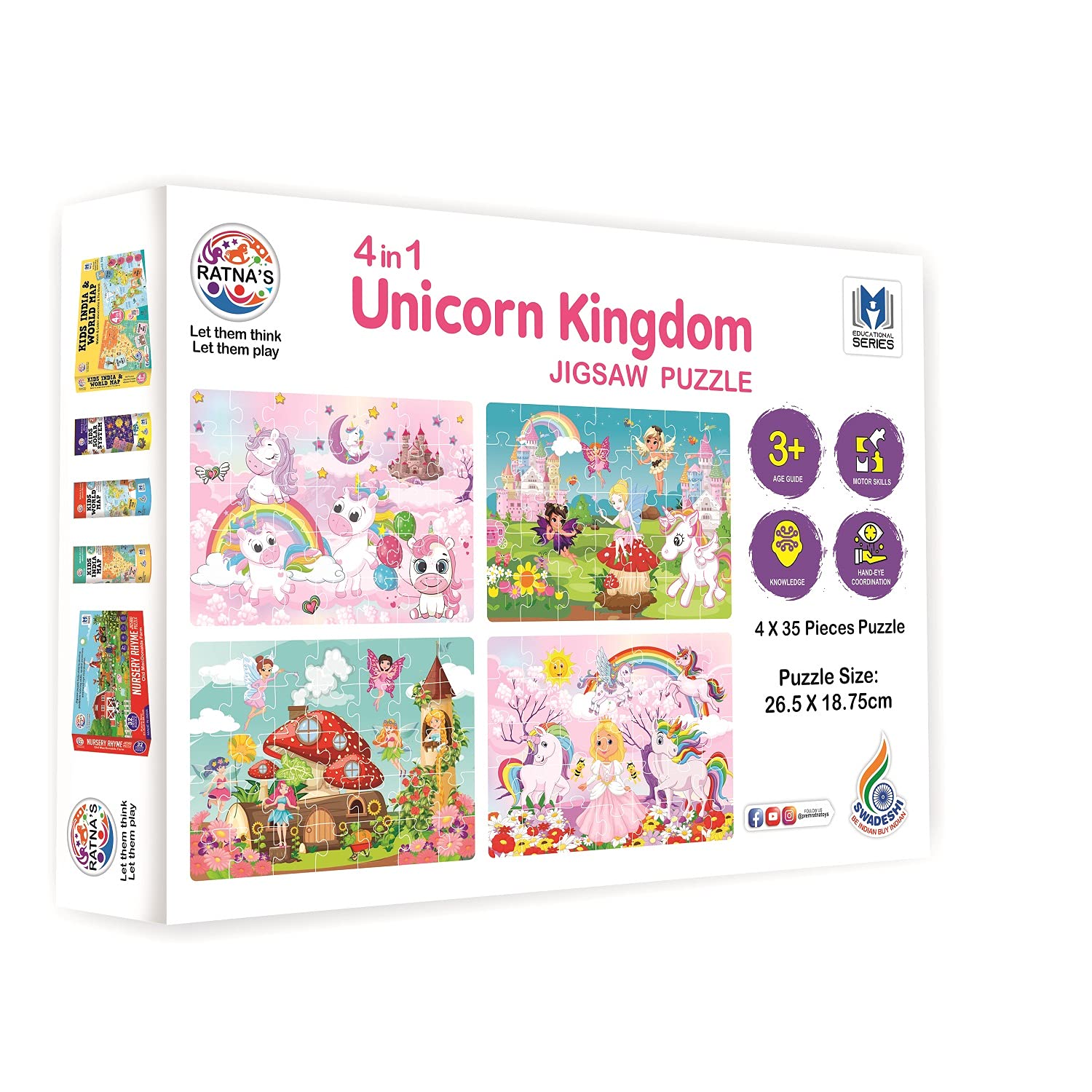 T-149 - 4 in 1 Unicorn Kingdom Jigsaw Puzzle for Kids | A Perfect Jigsaw Puzzle for Little Hands | 4 * 35 Pieces Jigsaw Puzzle