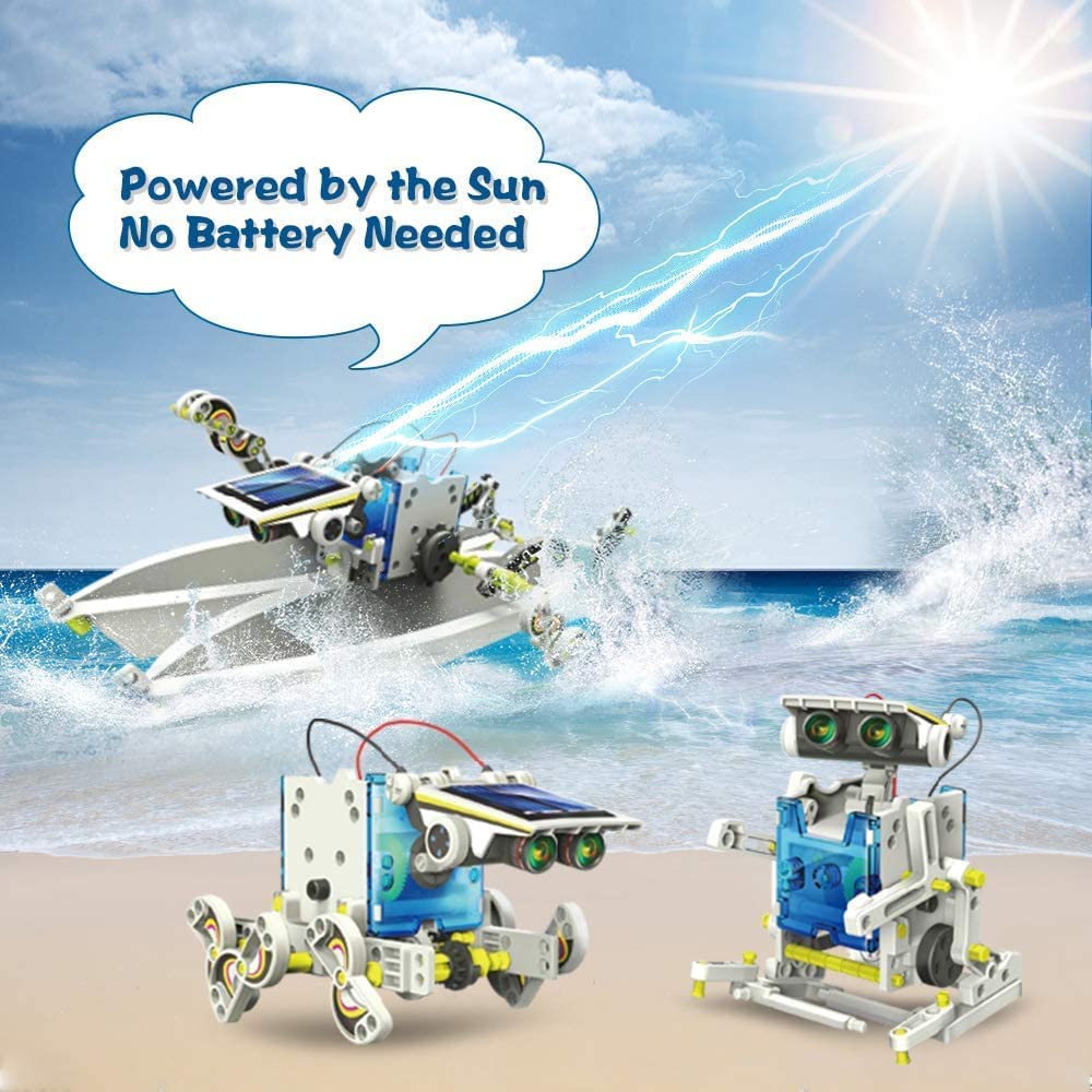 T-118 - Solar Powered 13-in-1 Solar Robots Learning Educational Toys Kit Charged by The Sun Kids DIY Solar Robotices Build Science Experiment Kit Birthday Gifts Game Toys for 8-12 Years Boys and Girls