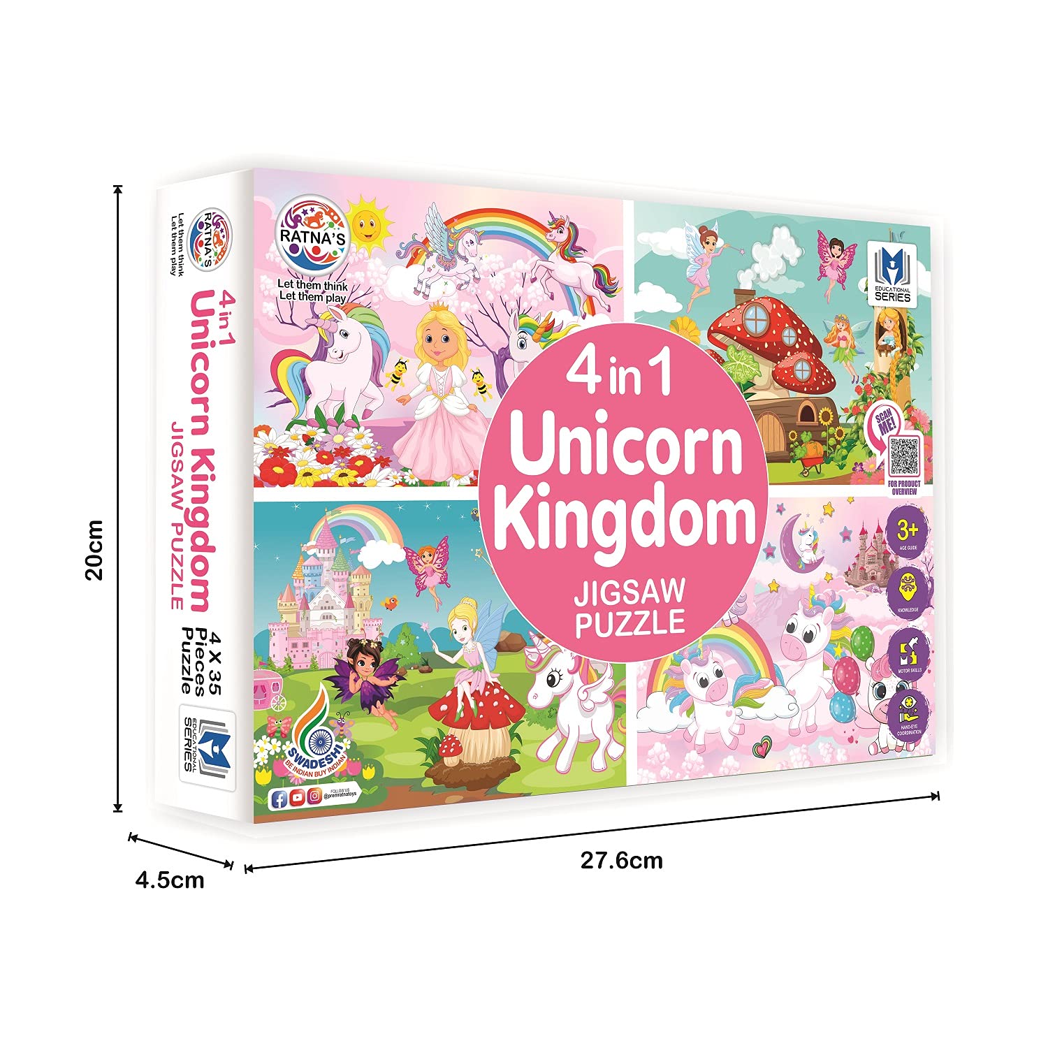 T-149 - 4 in 1 Unicorn Kingdom Jigsaw Puzzle for Kids | A Perfect Jigsaw Puzzle for Little Hands | 4 * 35 Pieces Jigsaw Puzzle