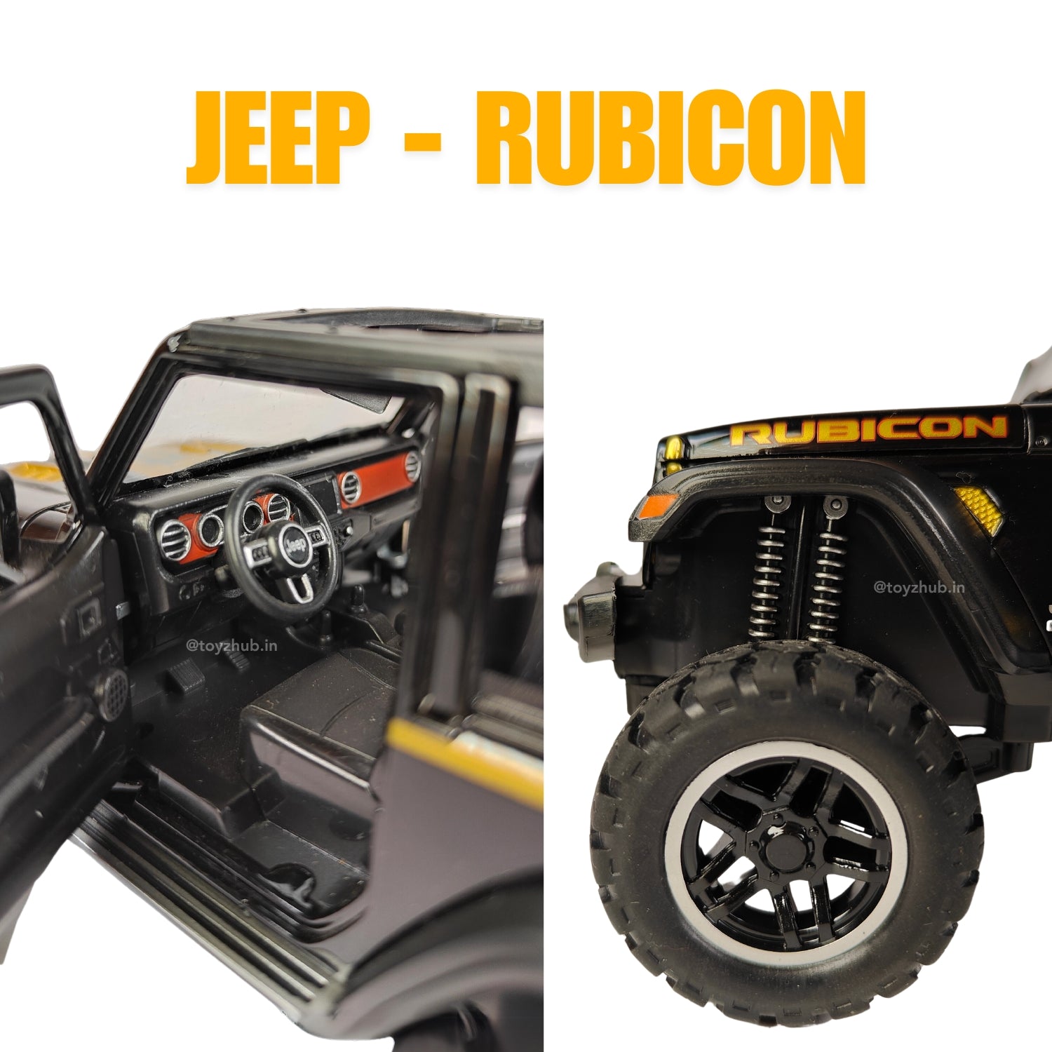 T-245 Jeep Wrangler Rubicon 1:24 Model Car Diecast Pull Back Toy Car with Sound and Light for Kids Boys Girls Black