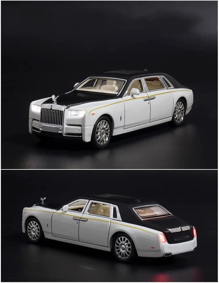 T-141-1 - CHE ZHI 1:24 Scale 2022 Rolls Royce Phantom with 6 Openable Doors, Light & Music for Kids Alloy Collectible Toy Pull Back Vehicles Diecast Model Car (white)