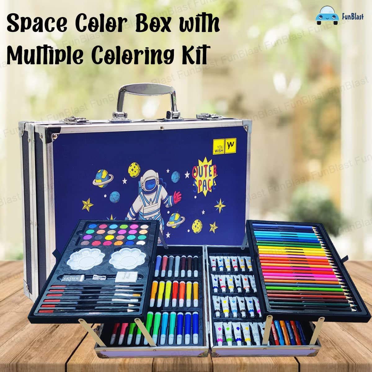 T-110-1 - Artist Colour Set - Space Theme Color Box with Multiple Coloring Kit, Professional Drawing Color Pencils, Oil Pastel, Sketches, Water Colors and Acrylic Paint Brush for Art Craft (Space)