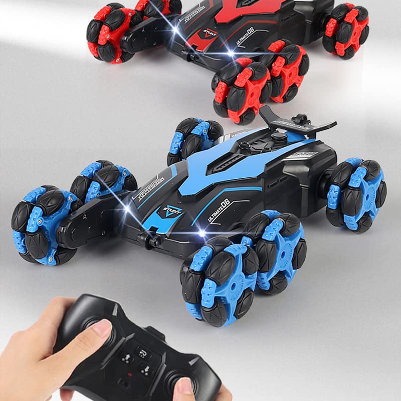 T-165 - 6 Wheel Remote Control Laser Stunt Car 2.4G Off-Road High Speed Telescopic RC Truck Double Sided with 360° Rotating Twisting Drift Car Toy for Kids (BLUE colour)