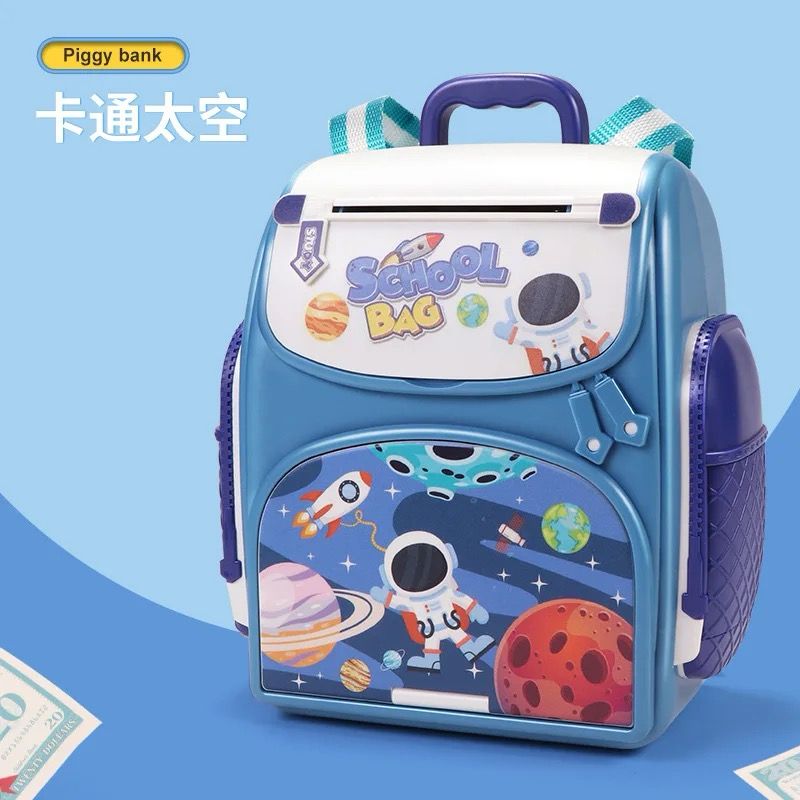 T-196-3 School Bag Coin Box-Space Theme