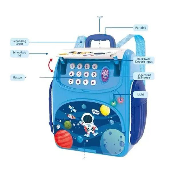 T-196-3 School Bag Coin Box-Space Theme